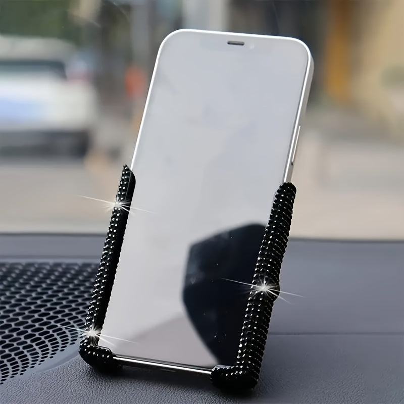 1pc New Car Phone Holder with Artificial Diamond Car-mounted Phone Holder, Cute Dual-function Air Outlet Navigation, Air Outlet Car-mounted Holder